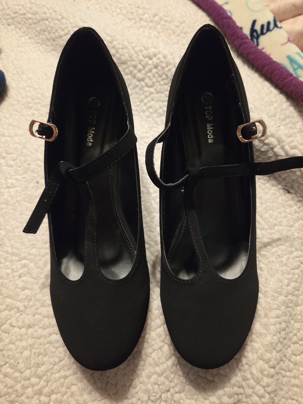 Modcloth TOP Moda Black T-Strap Mary Jane Wedges